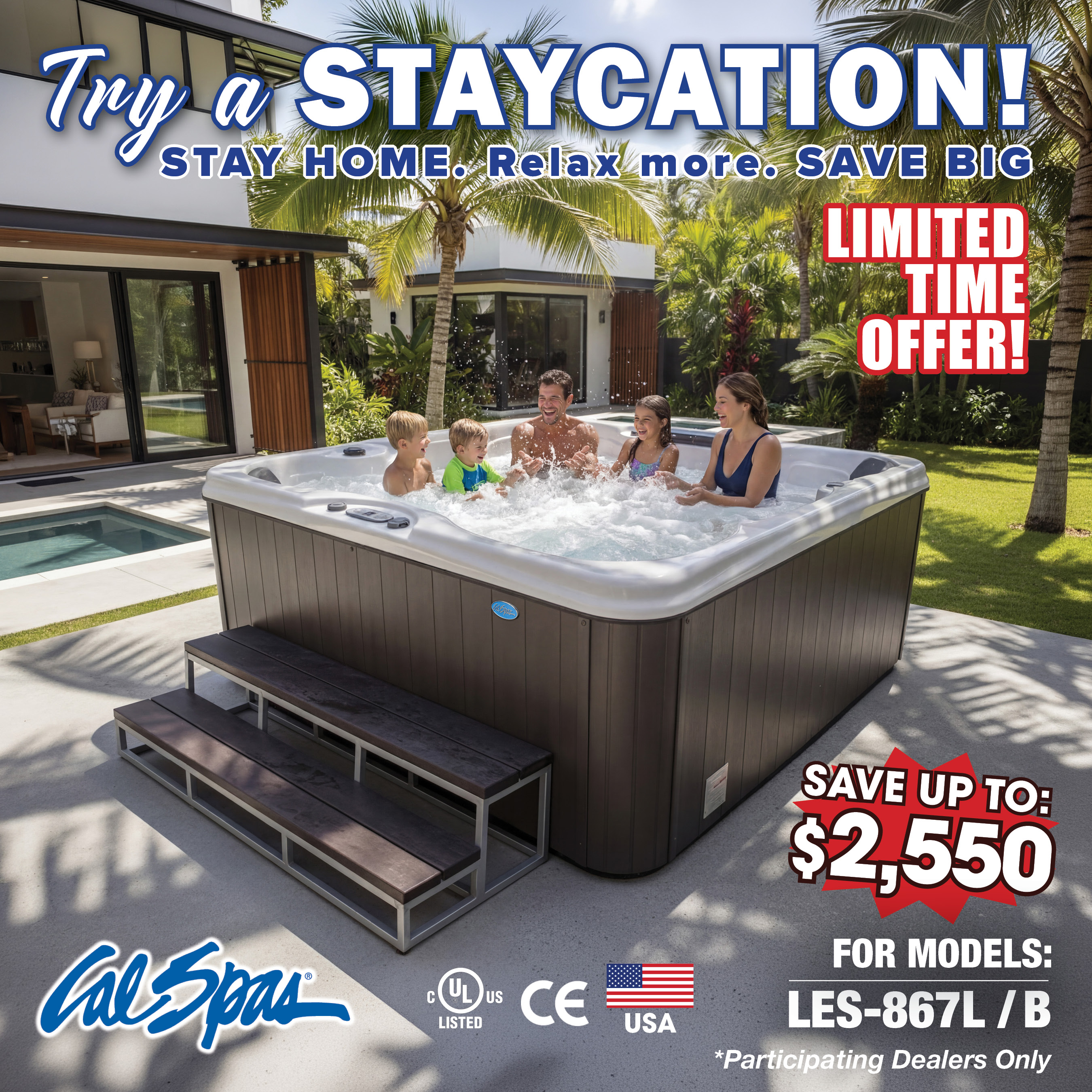 Calspas hot tub being used in a family setting - Lafayette